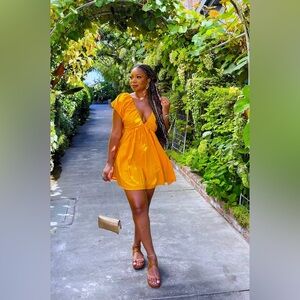 Anthropologie orange romper XS festival boho hippie vacation party